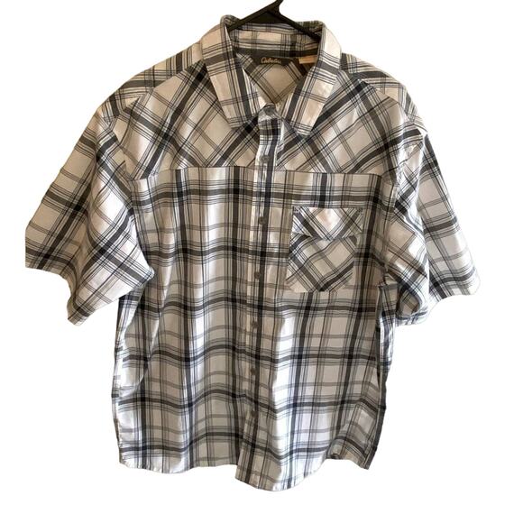 Cabela’s Plaid Short-Sleeve Collared Button-Up Shirt Snap Pocket Size L - Picture 1 of 7